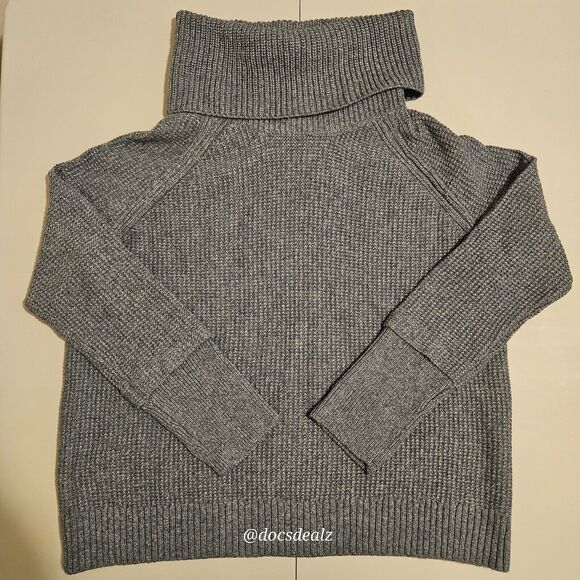 Market & Spruce Sharon Cowl Neck Waffle Stitch Sweater Dark Grey Women's XXL - Picture 3 of 10